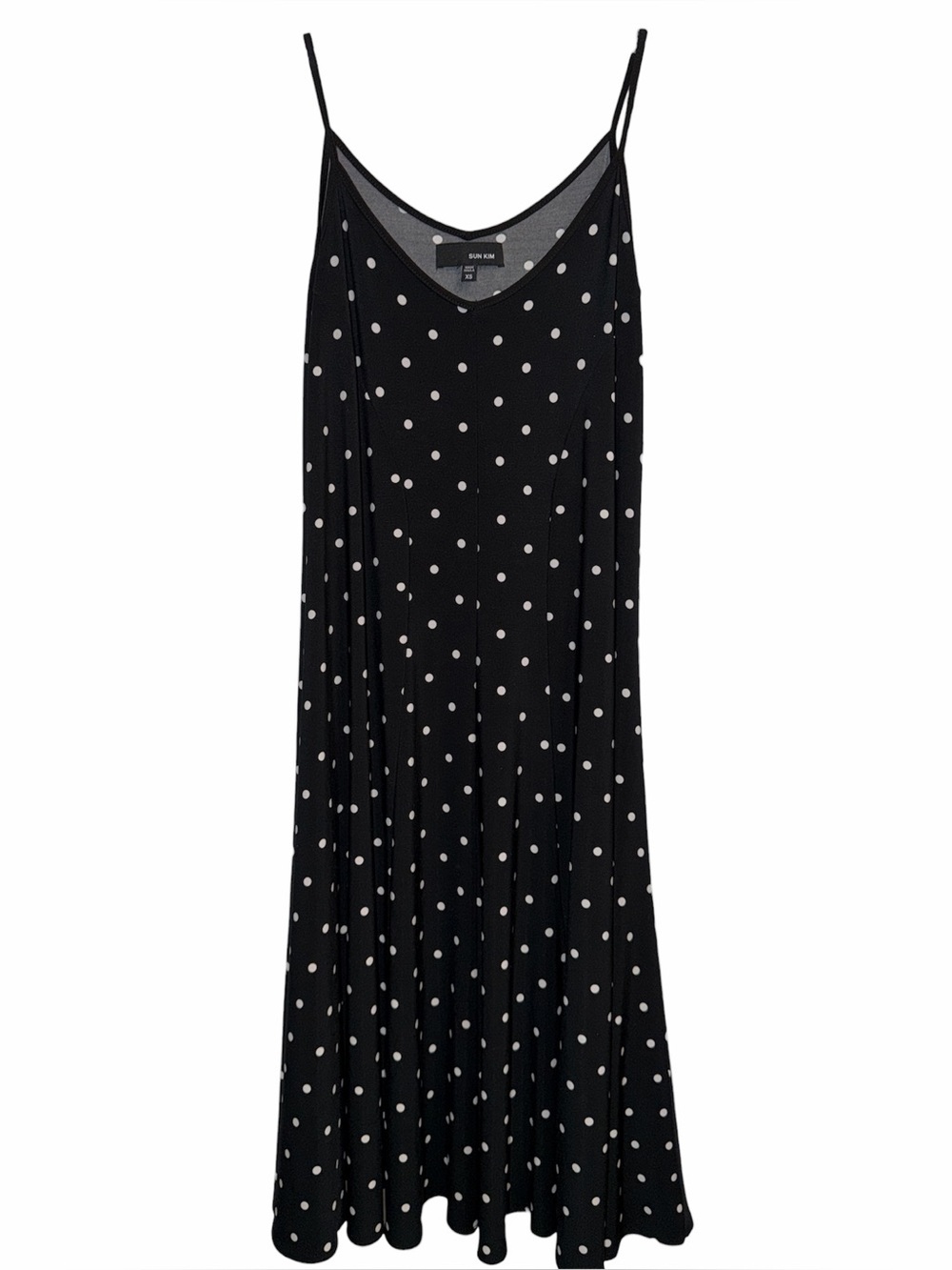 Sun Kim Polka Dot Midi Slip Dress - Black/White